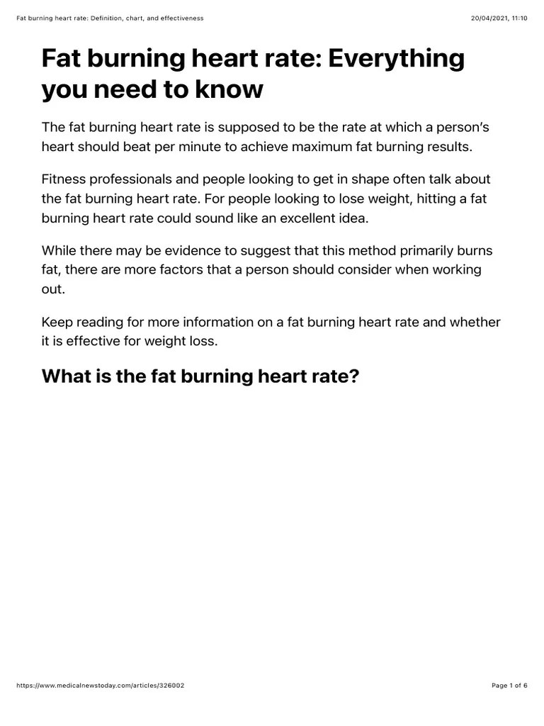 Fat Burning Heart Rate Definition, Chart, and Effectiveness PDF