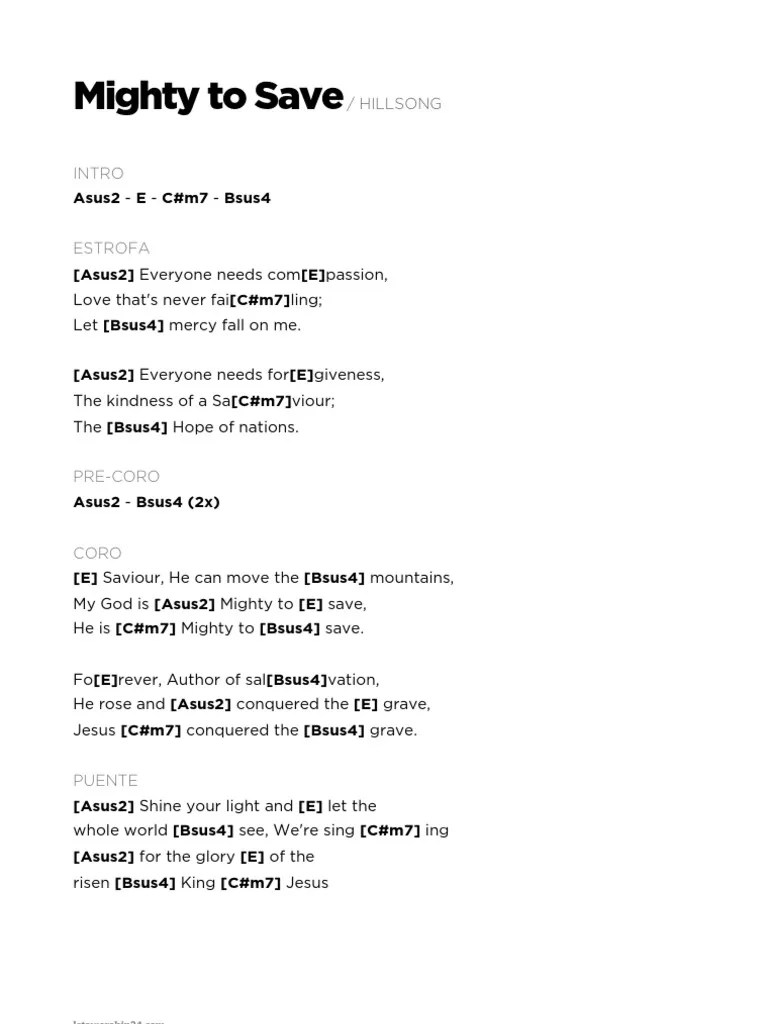 Hillsong Mighty to Save (guitar chords) Entertainment (General)