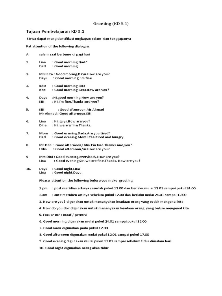 KD 3.1 Greeting 1 | PDF