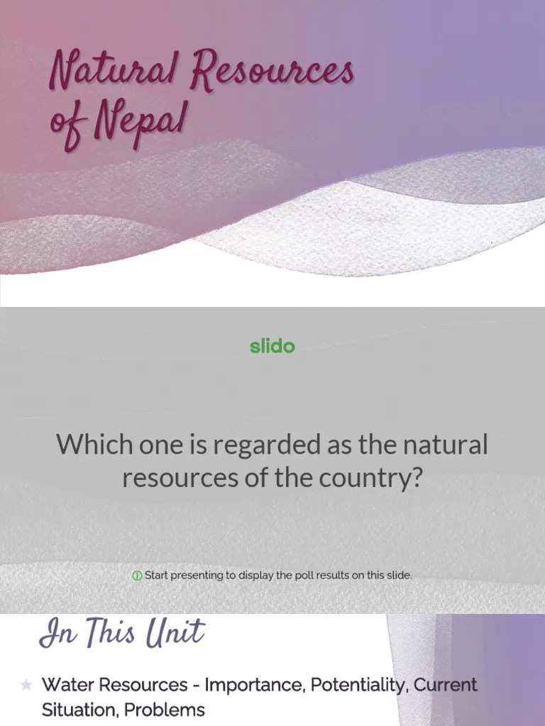 Natural Resources of Nepal PDF Resource Water Resources