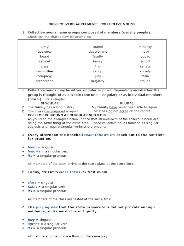 What is the difference between noun and verb? Subject-verb Agreement Collective Nouns | Grammatical Number | Plural