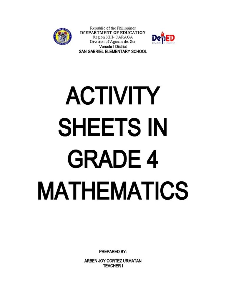 Activity Sheet in Grade 4 Mathematics PDF Multiplication Communication