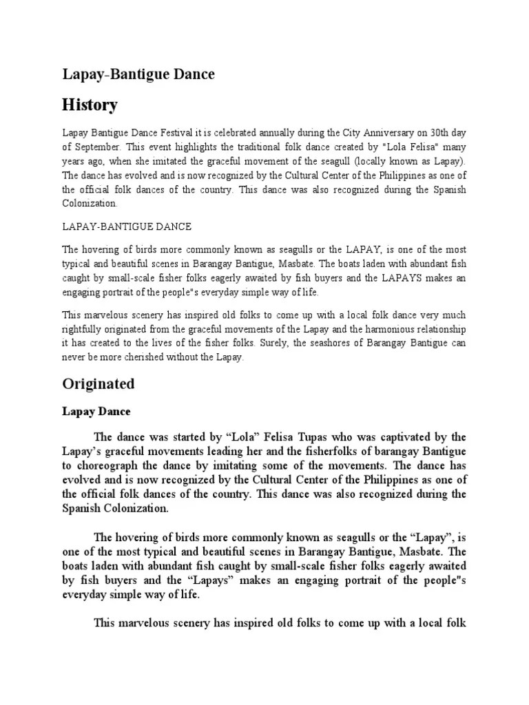 Lapay Bantigue Fold Dance PDF Folk Music Dances
