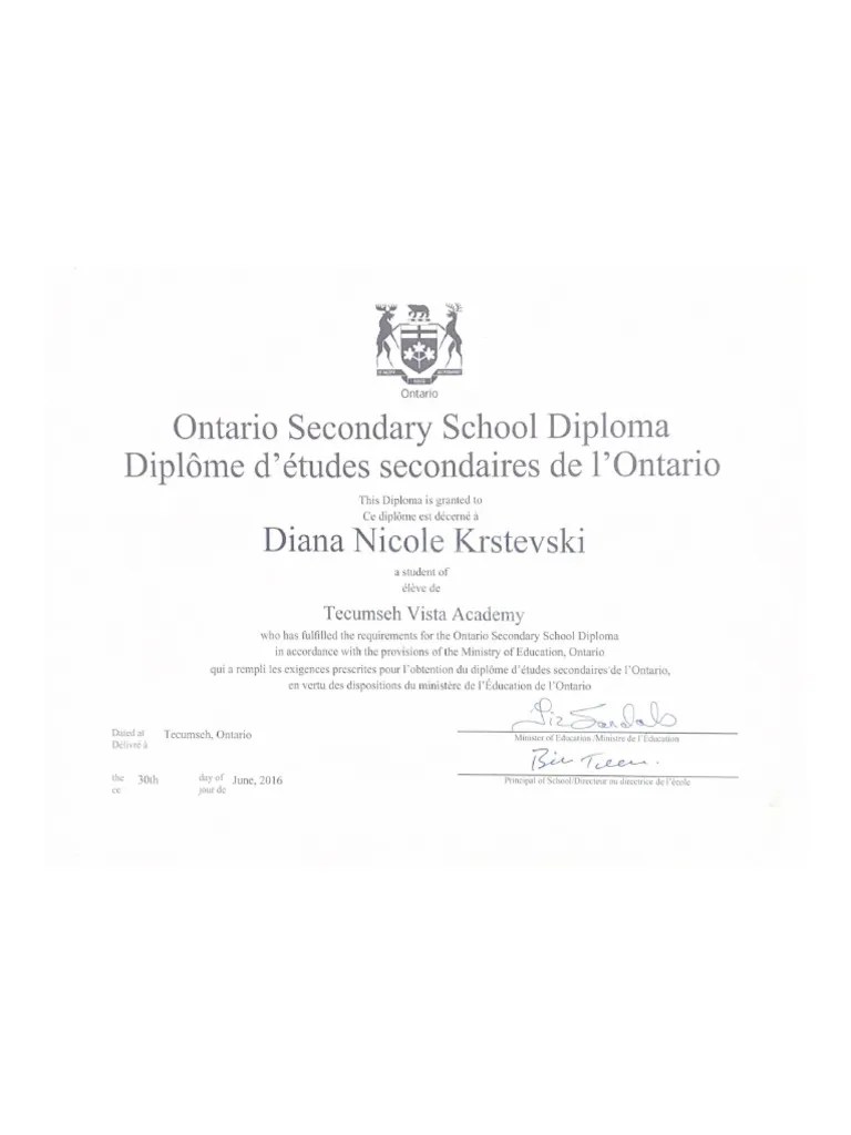 Ontario Secondary School Diploma PDF