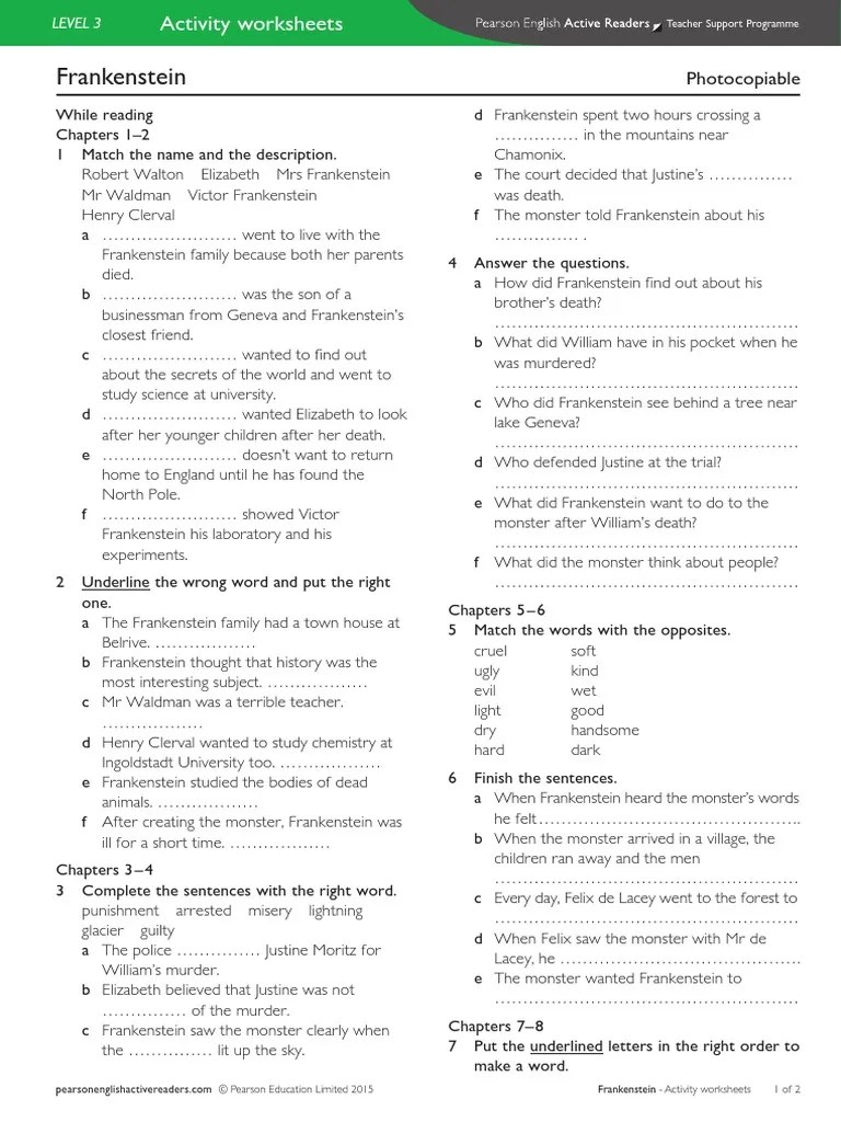 -Frankenstein-Activities Answerkey | Frankenstein