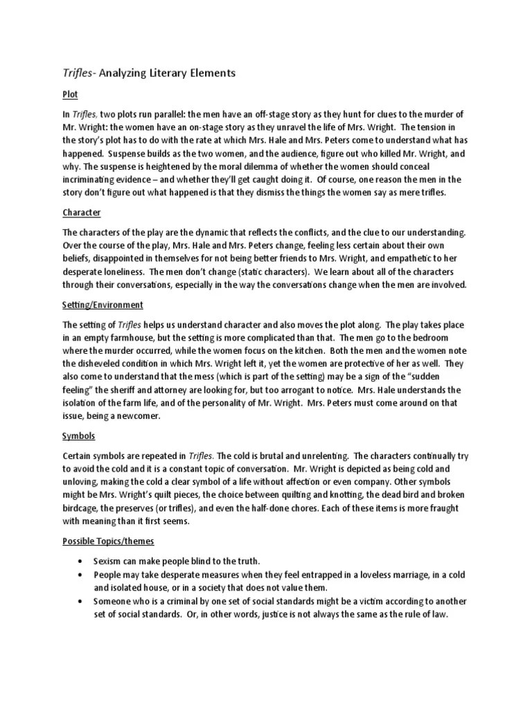 TriflesAnalyzing Literary Elements PDF Crime Thriller