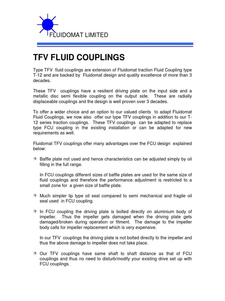 TFV Fluid Couplings Fluidomat Limited PDF Manufactured Goods