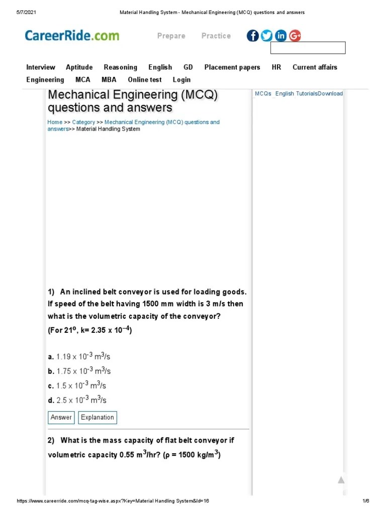Material Handling System Material Handling System Mechanical