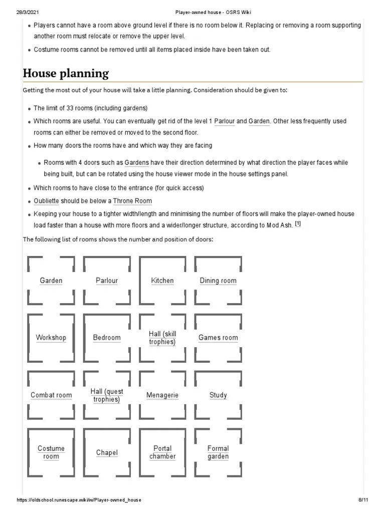 PlayerOwned House OSRS Wiki PDF Leisure Sports