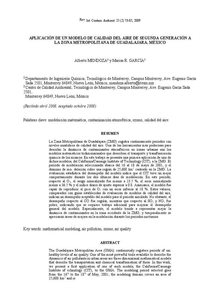 Modelacion de Calidad de Aire Word PDF La contaminación del aire