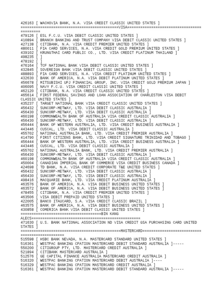 Bin VBV Master 3 PDF Debit Card Visa Inc.