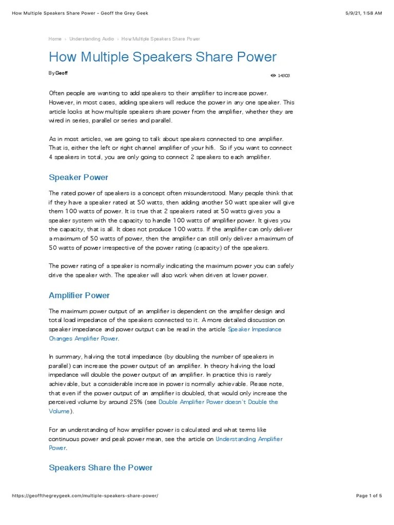 How Multiple Speakers Share Power Geoff The Grey Geek Download Free