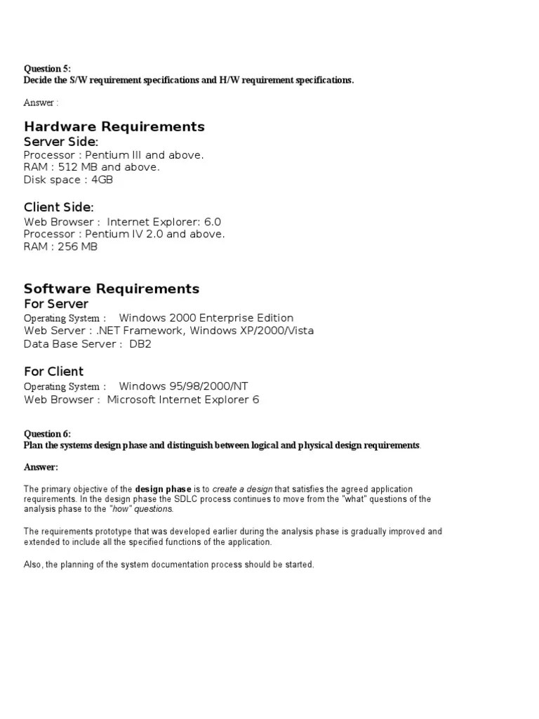 Hardware Requirements Server Side PDF Software Testing Computing