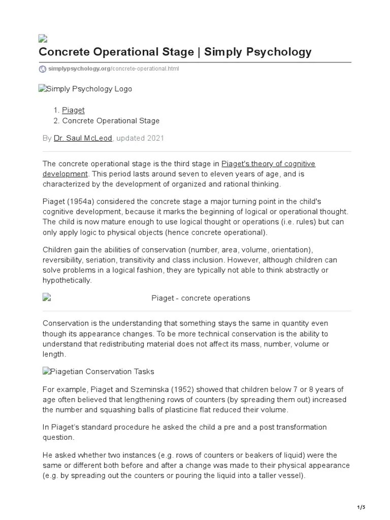 Concrete Operational Stage Simply Psychology PDF Metaphysics