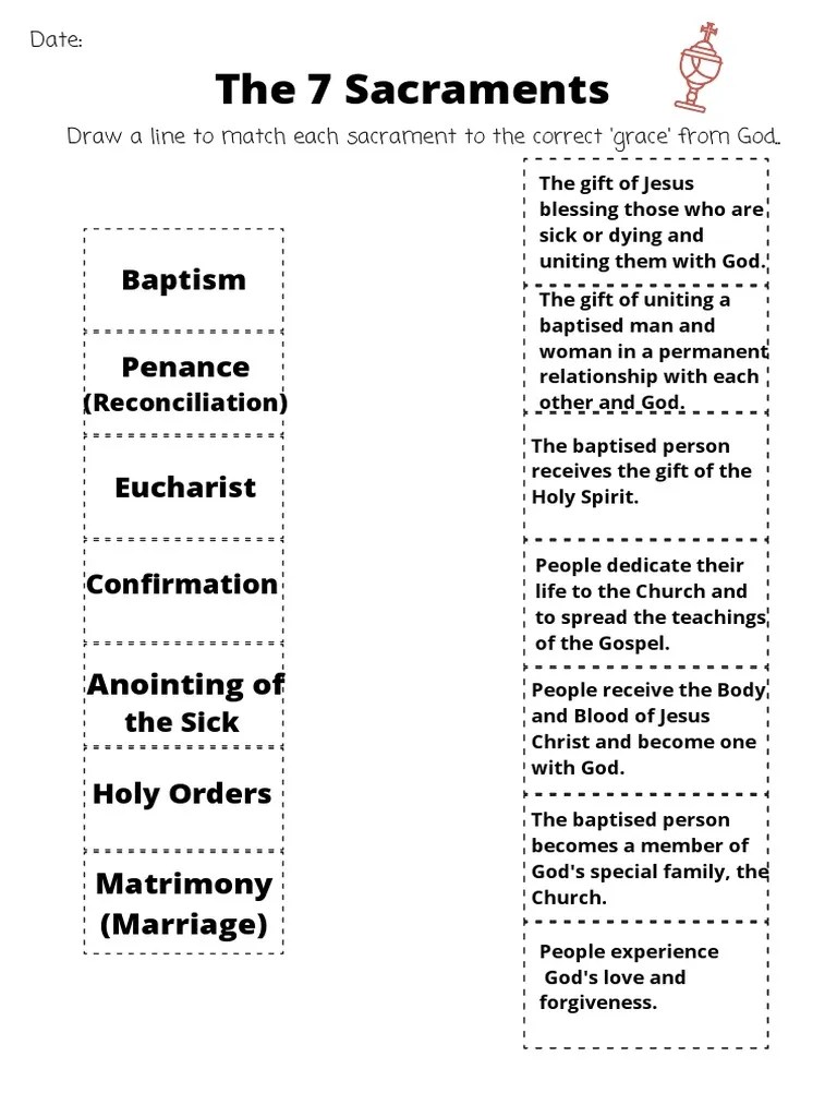 The 7 Sacraments Matching Activity PDF