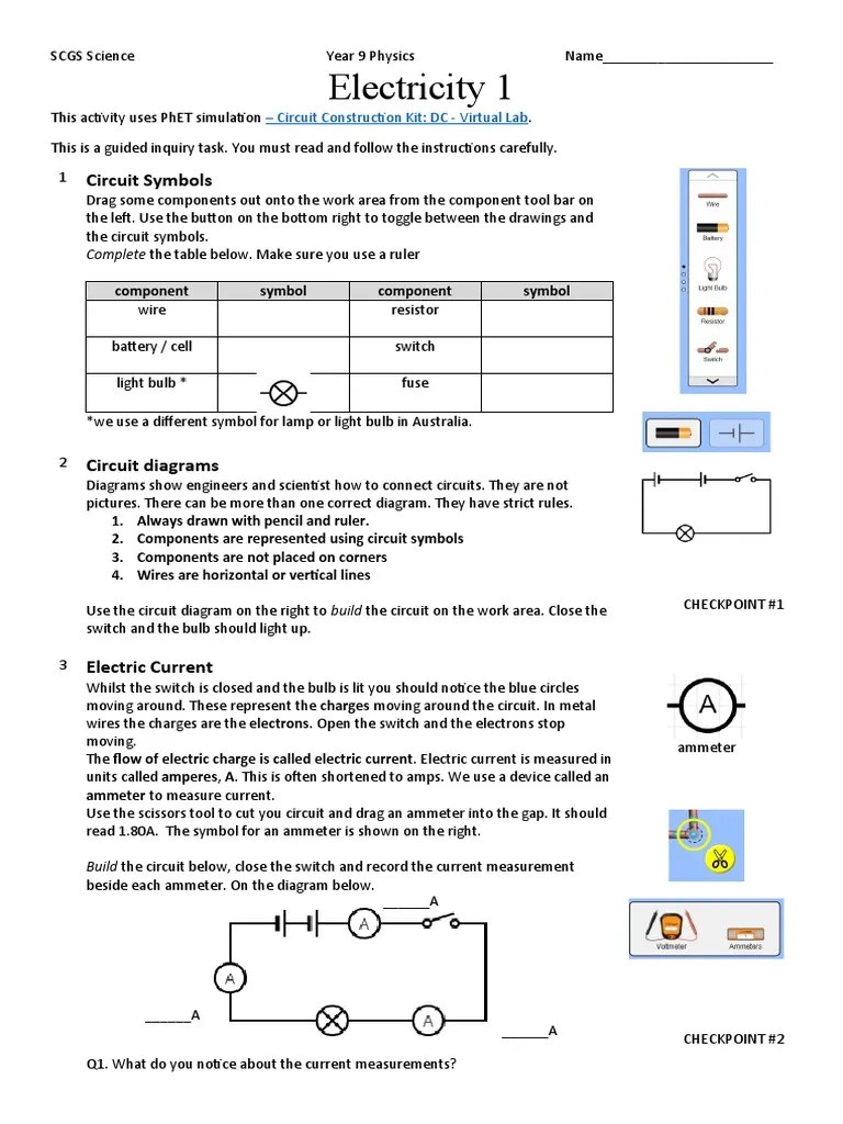 PhET Electric Circuits Virtual Lab PDF Electrical Resistance