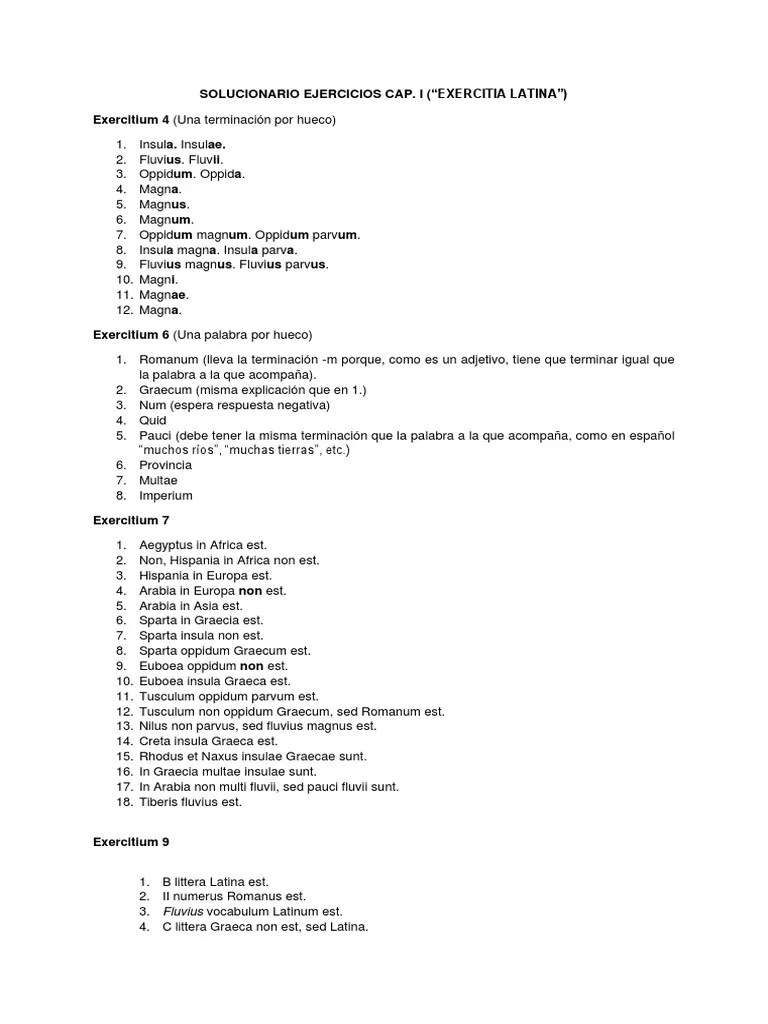 Solucionario Lingua Latina I | PDF