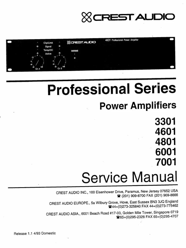 Crest Audio 7001 Service Manual | PDF