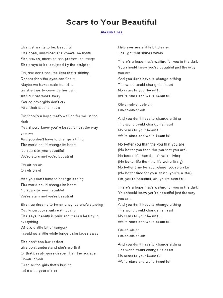 Lirik Scars To Your Beautiful PDF