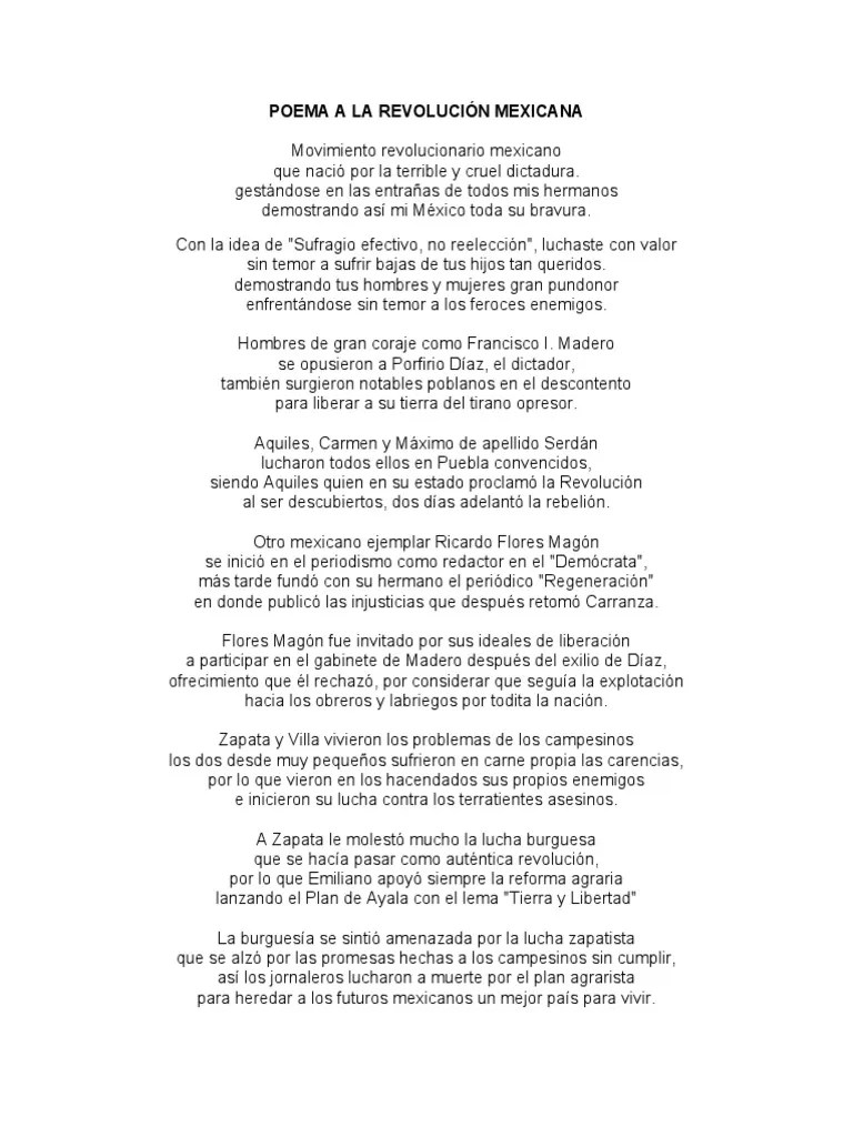 POEMA A LA REVOLUCIÓN MEXICANA