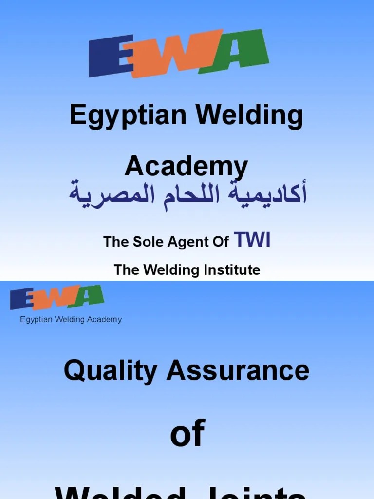 Egyptian Welding Academy The Sole Agent of The Welding Institute PDF