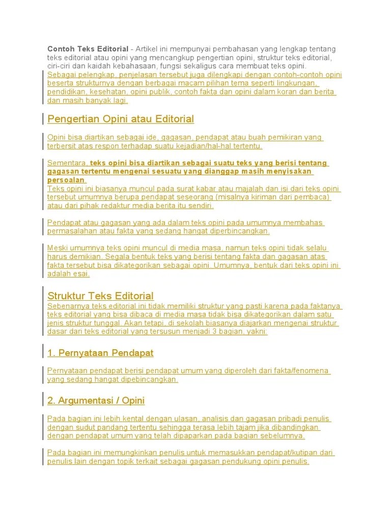 Contoh Teks Editorial | PDF