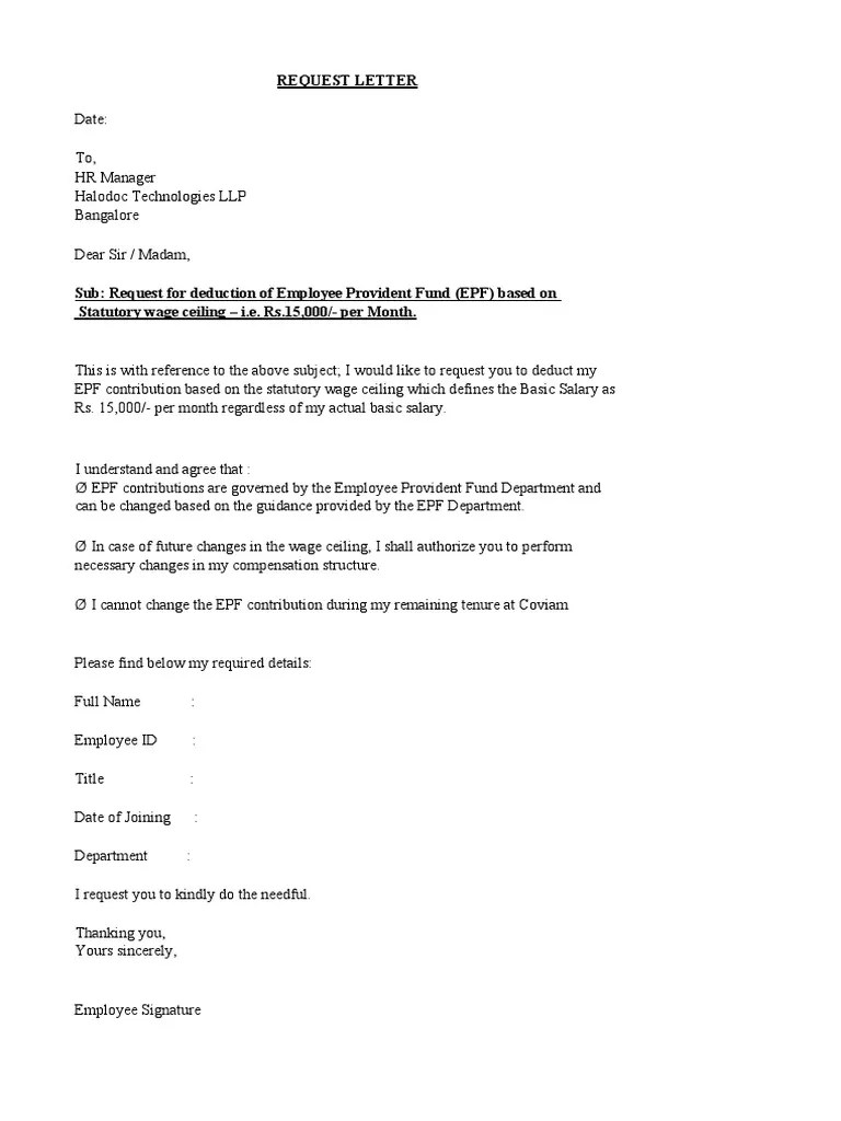 PF Request Letter 1800 PDF