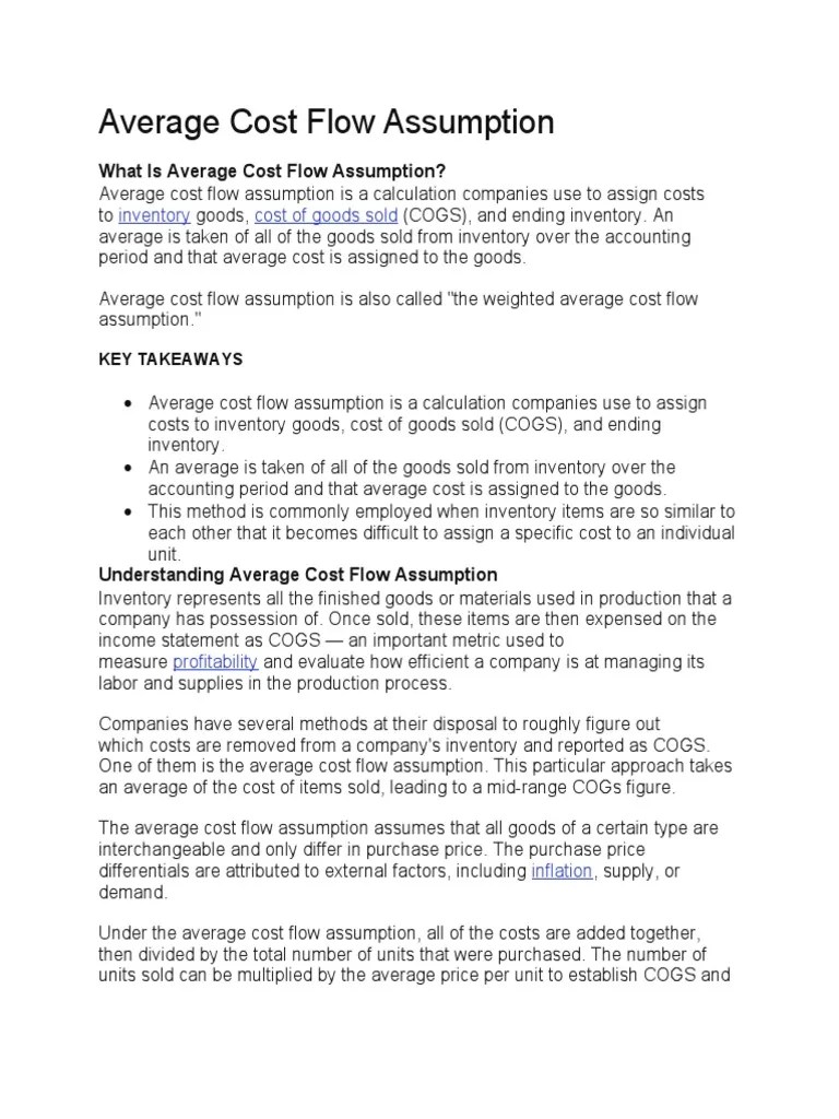 Understanding the Average Cost Flow Assumption A Concise Explanation