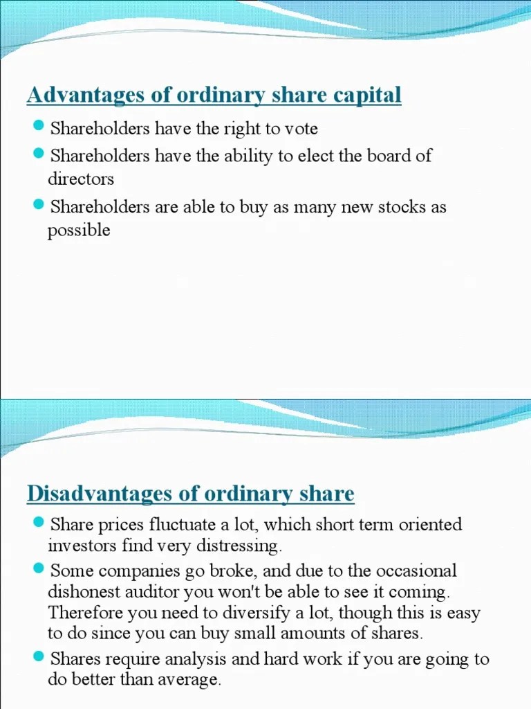 Advantages of ordinary share capital