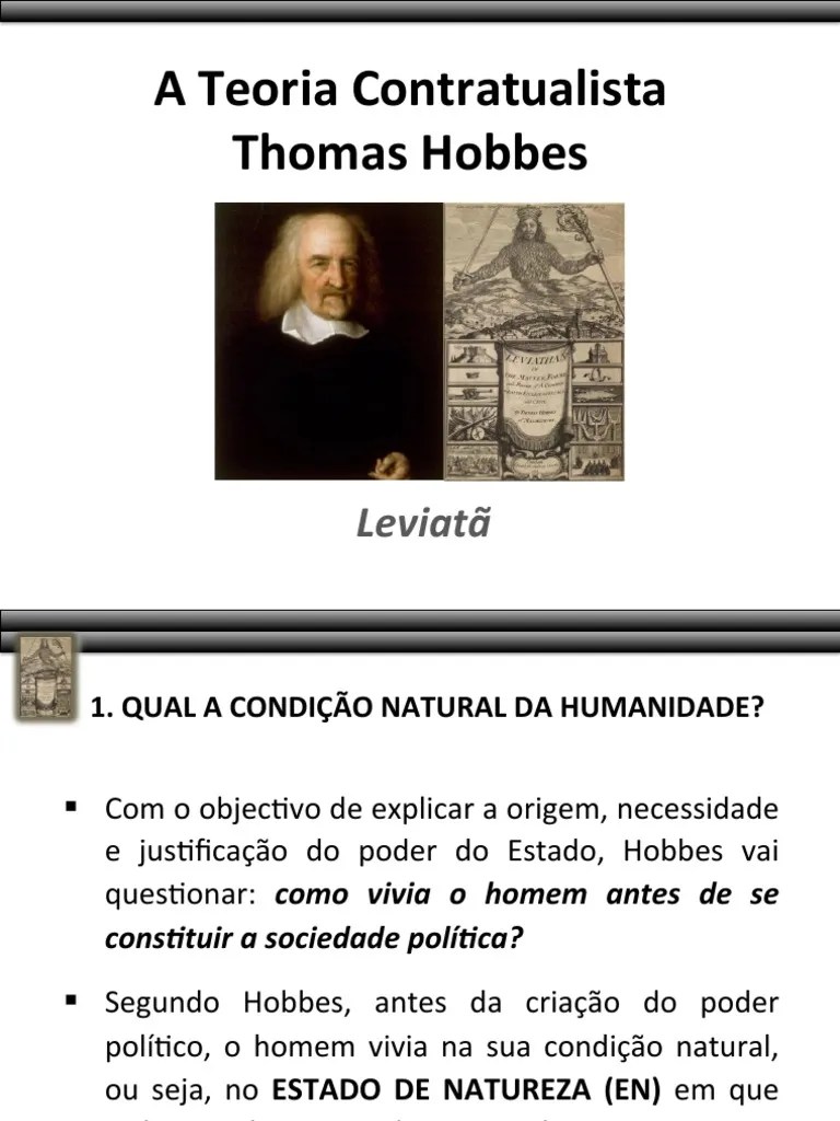 Contratualismo de Hobbes Contrato Social Thomas hobbes