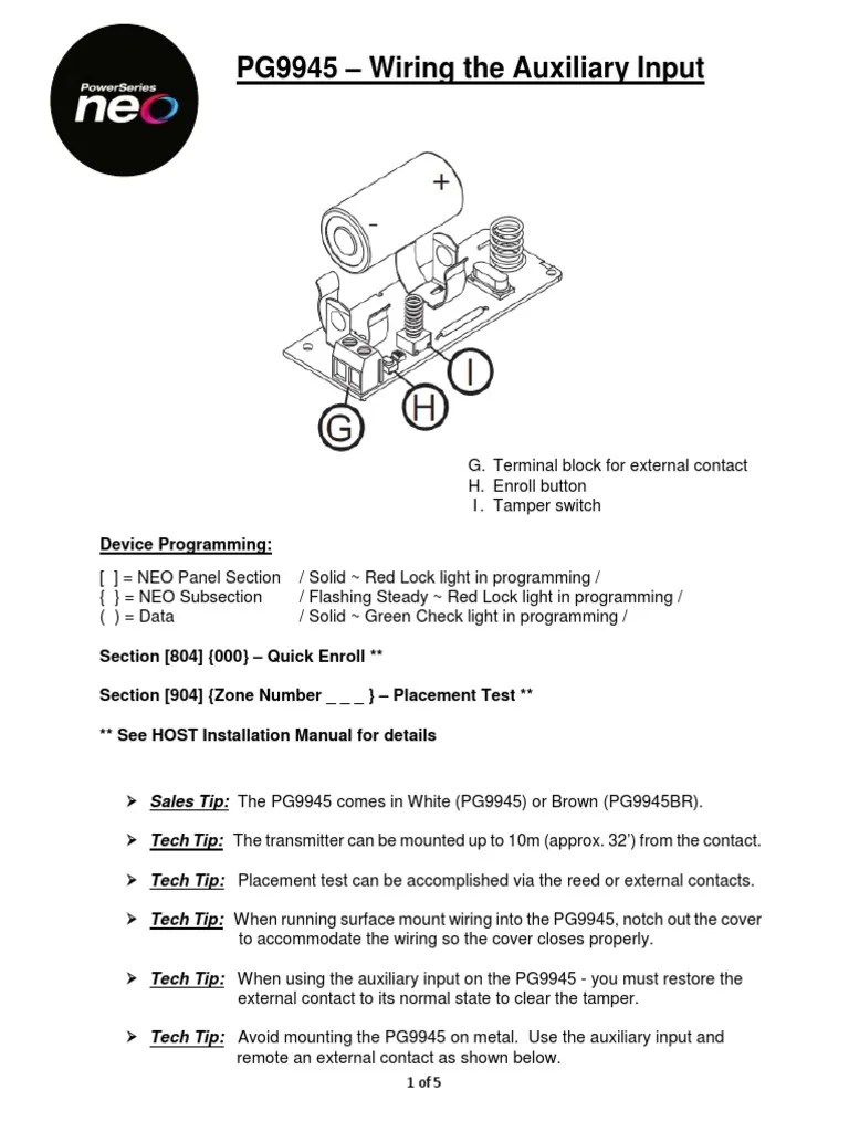 Jun 2017 PG9945 Auxiliary Input Wiring PDF Switch Computer