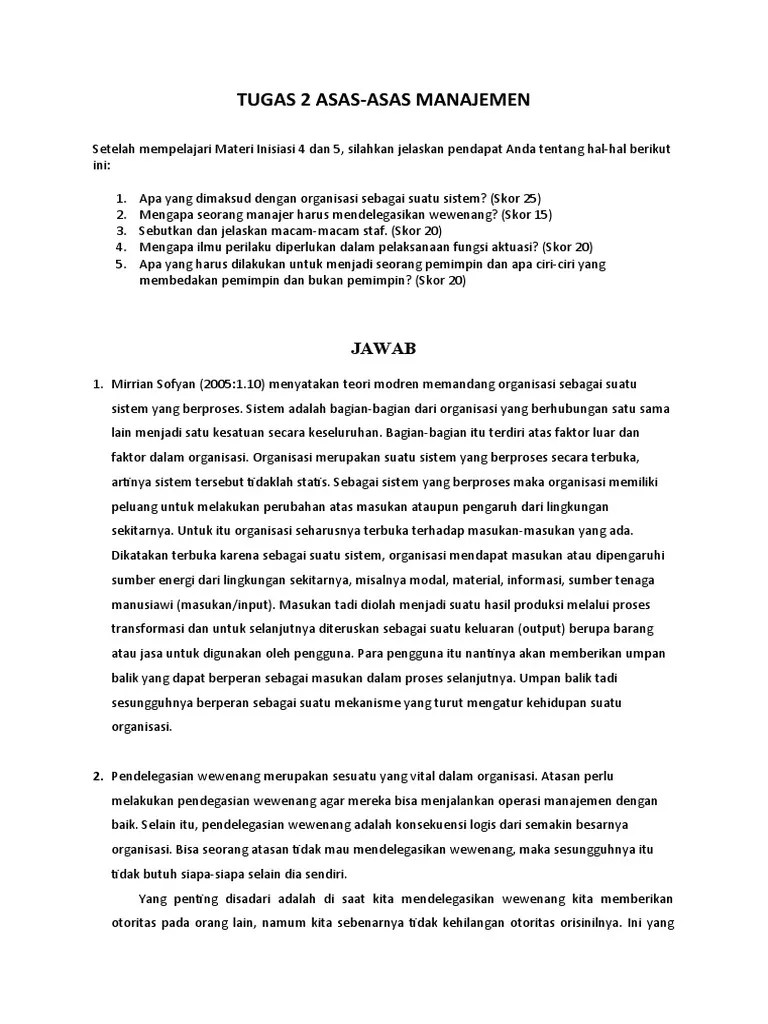 Tugas 2 Asas-Asas Manajemen | PDF