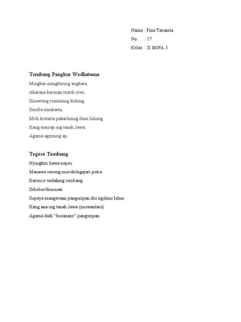 Pangkur Wedhatam | PDF