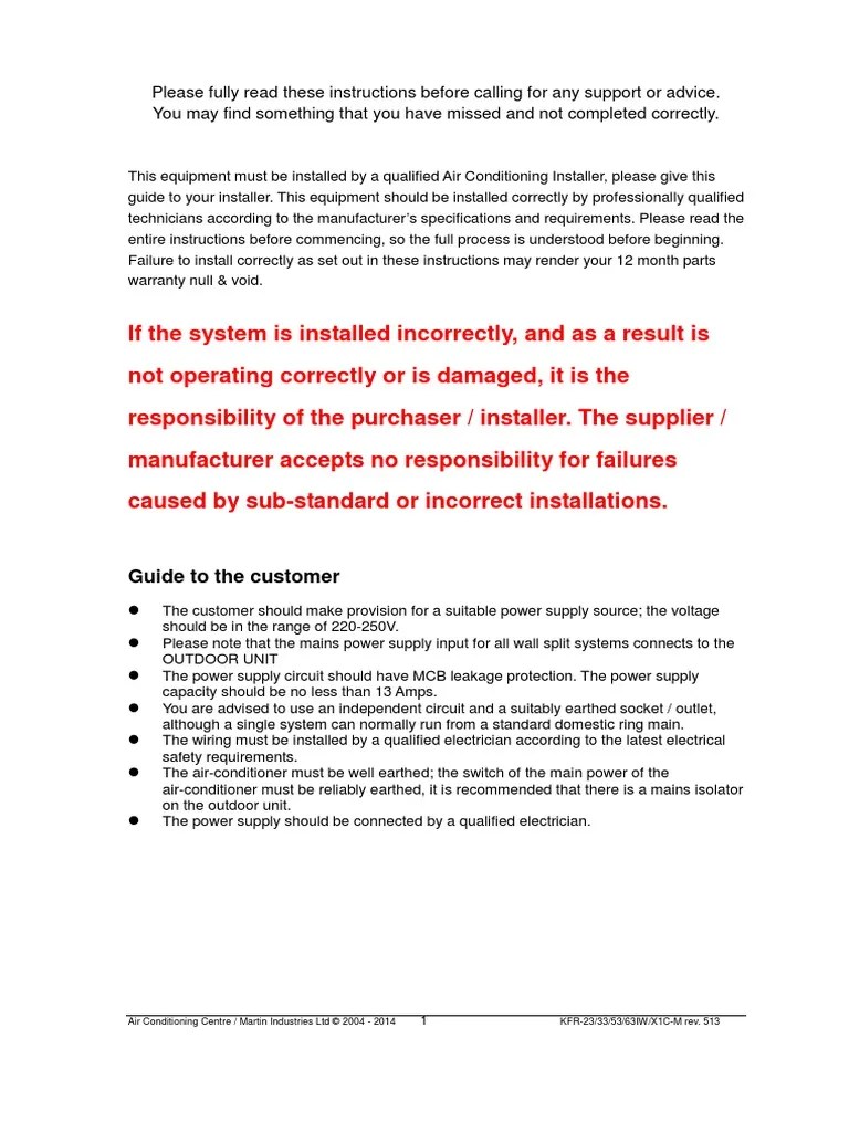 Midea Air Conditioning Units Installation Guide | PDF | Pipe (Fluid