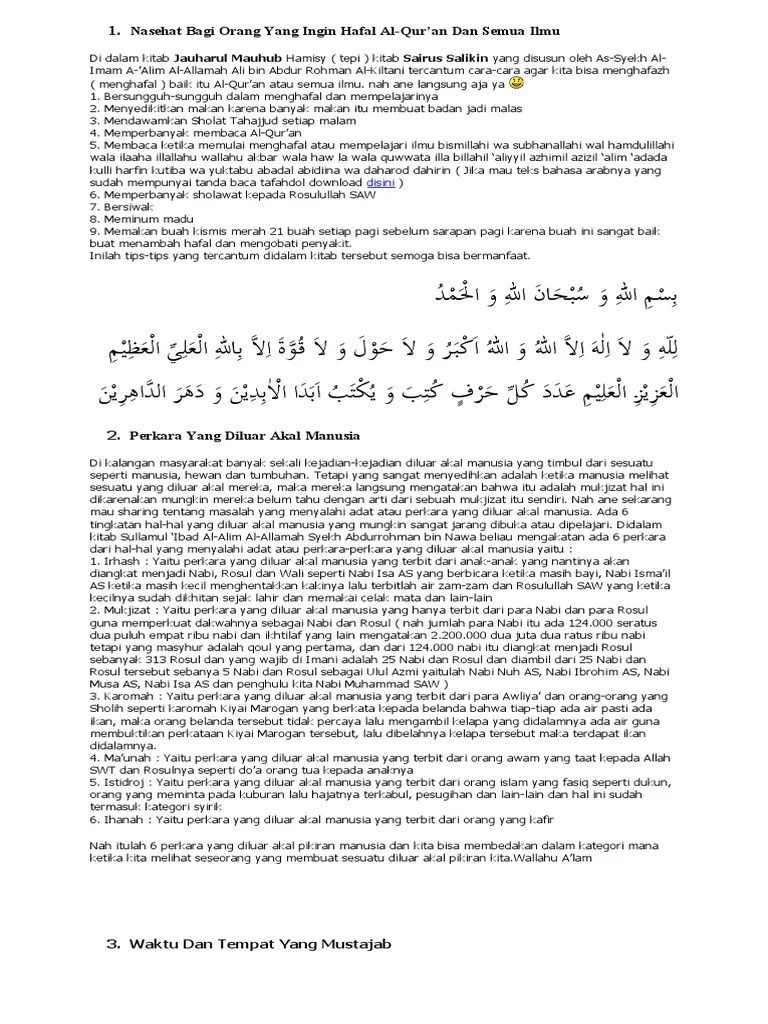 Bacaanagarbisamenghafal | PDF