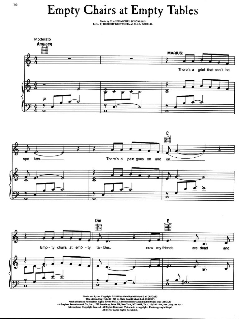 Les Miserables 14 Empty Chairs at Empty Tables PDF