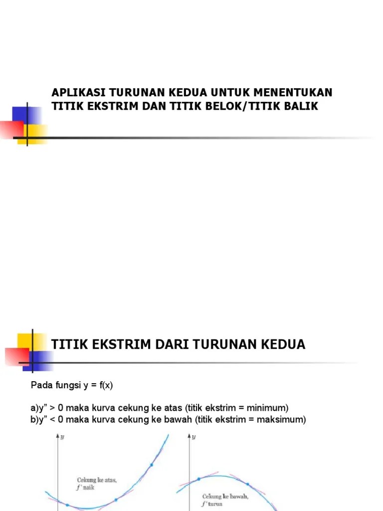 Aplikasi Turunan Kedua Untuk Menentukan Titik Ekstrim Dan Titik Belok | PDF