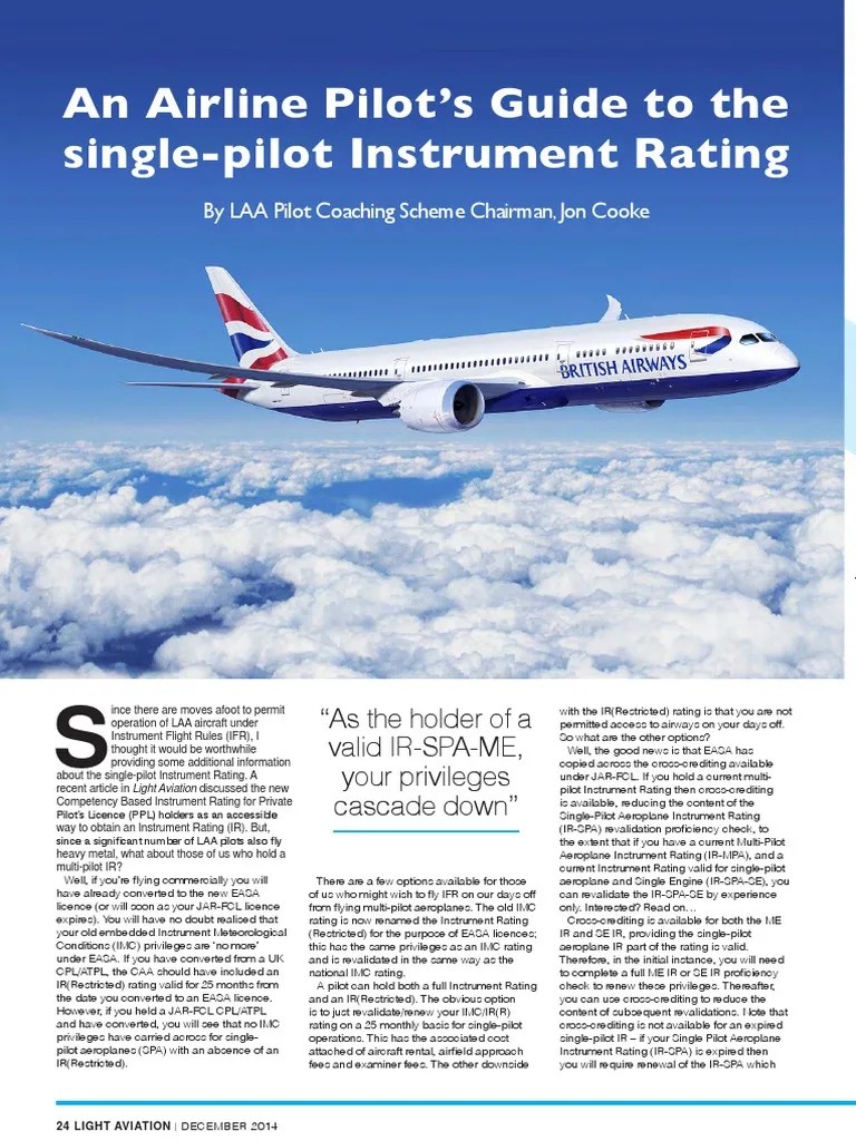 An Airline Pilot's Guide To The SinglePilot Instrument Rating PDF
