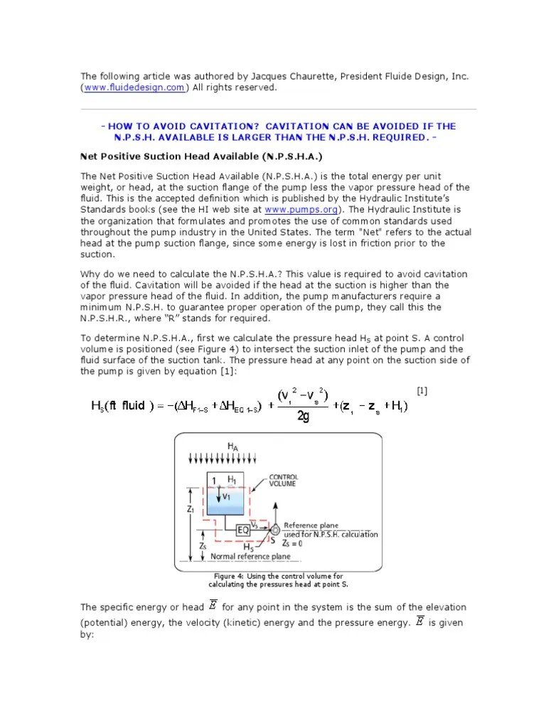 Calculating Net Positive Suction Head Understanding Cavitation in
