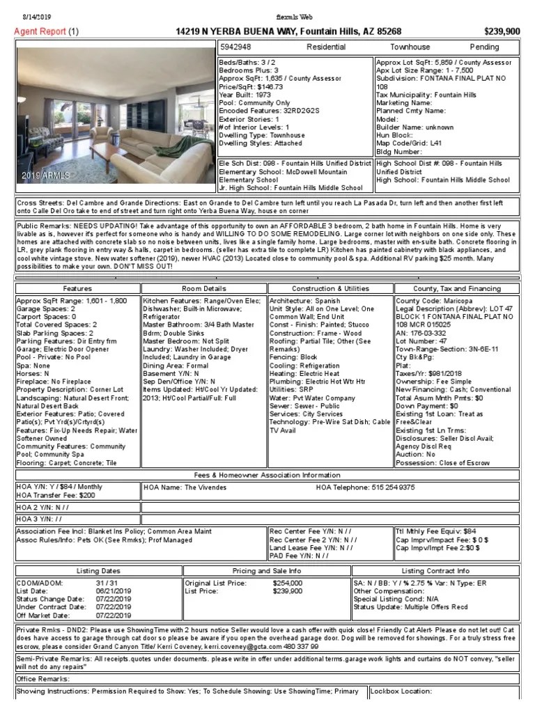 Sample MLS Sheet PDF Kitchen Home