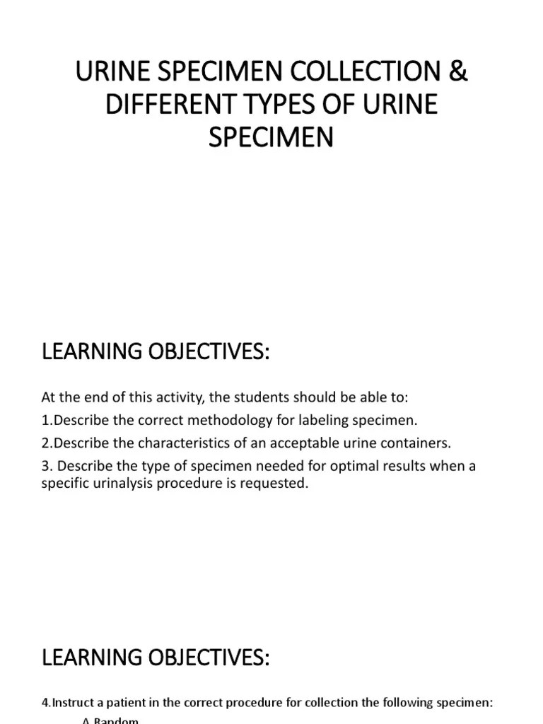 Urine Specimen Collection & Different Types of Urine Specimen PDF