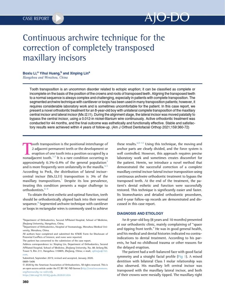 Continuous Archwire Technique For The Correction of Completely
