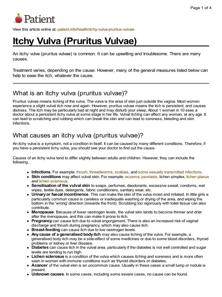 What Is An Itchy Vulva (Pruritus Vulvae) ? PDF Candidiasis Vagina