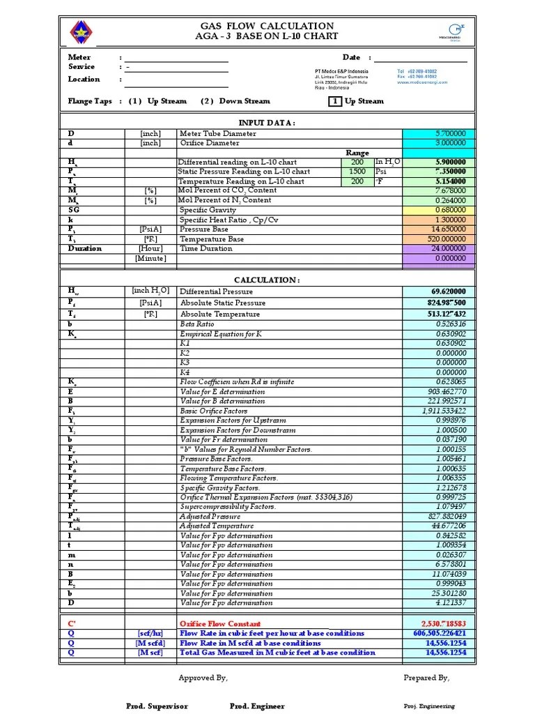 Gas Flow Calculation AGA3 PDF Classical Mechanics Civil Engineering