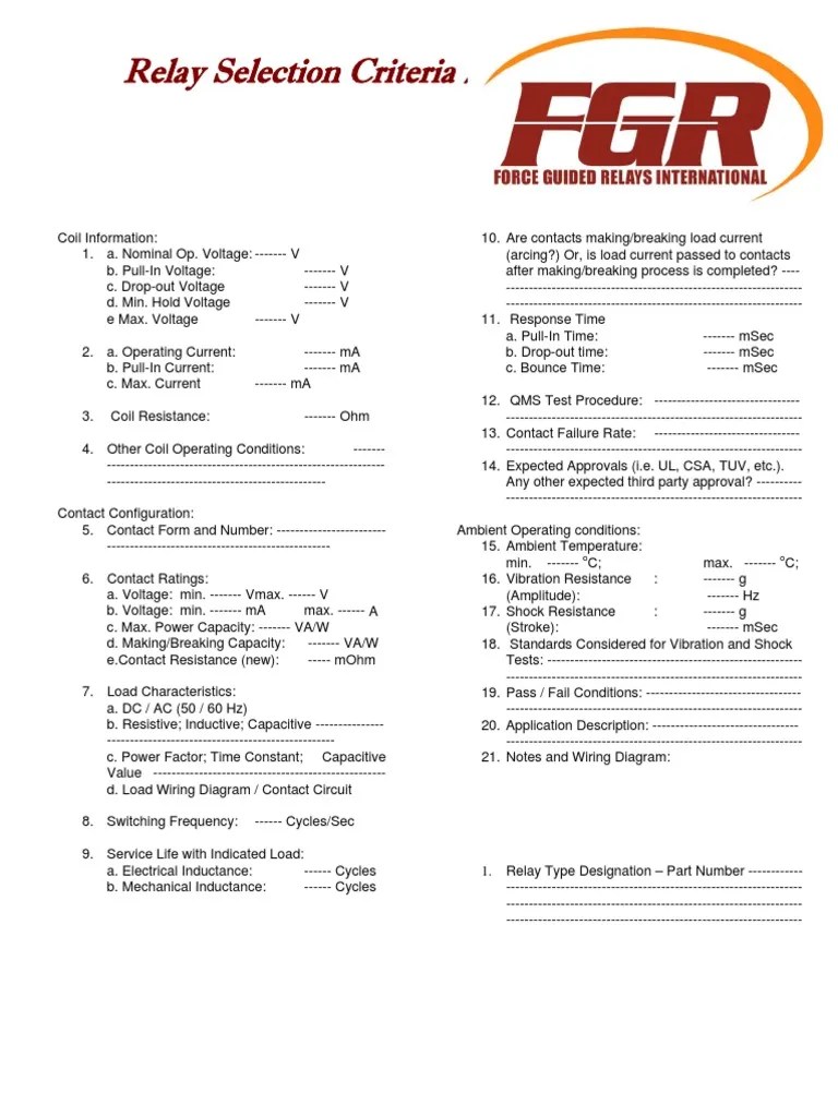 Relay Selection Criteria 1 PDF Relay Inductor