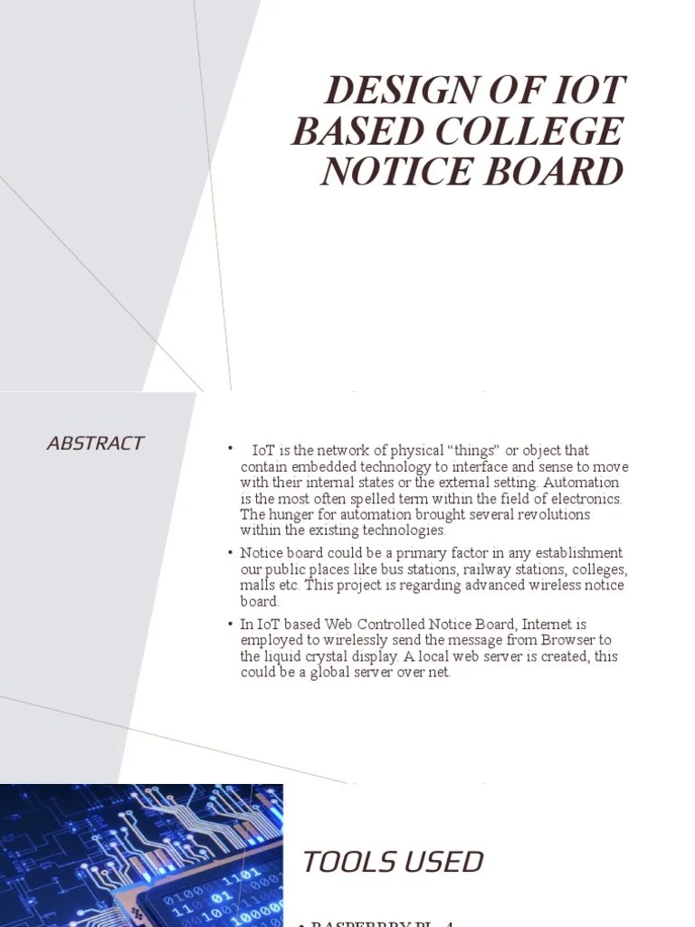Design and Implementation of an IoTBased College Notice Board Using Raspberry Pi PDF