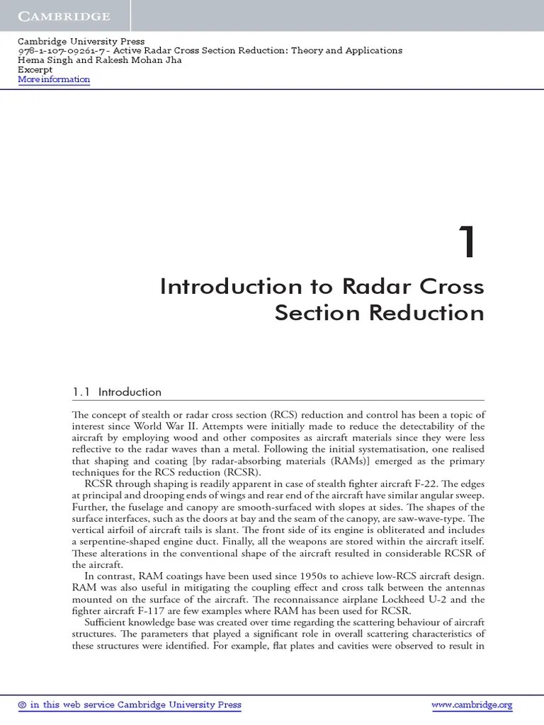 Introduction To Radar Cross Section Reduction More Information PDF