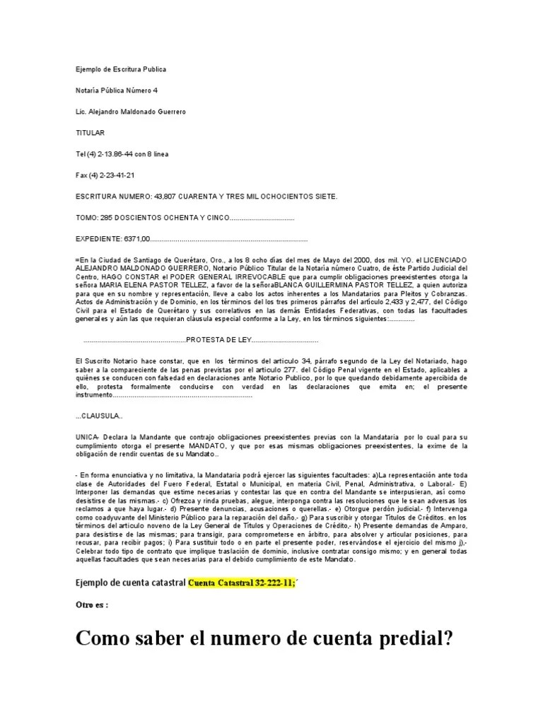 Ejemplo de Escritura Publica