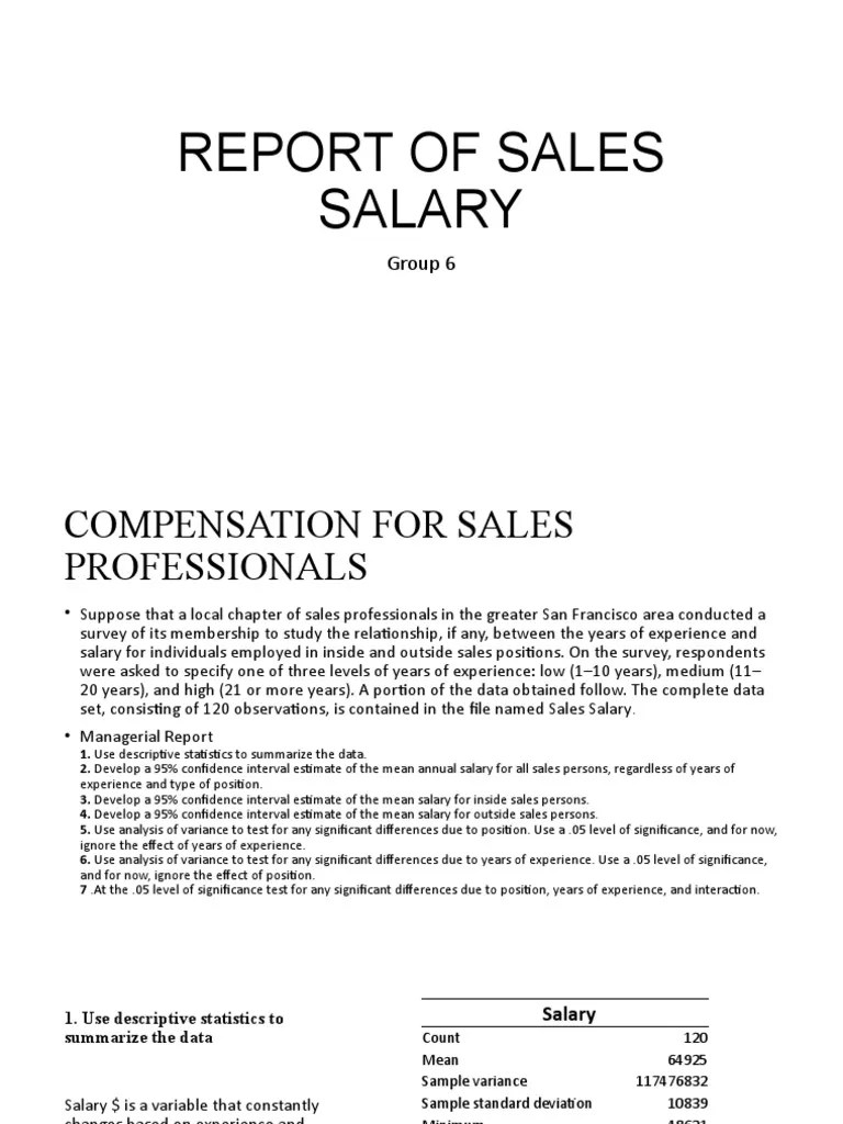 Report of SalesSalary PDF Mean Skewness