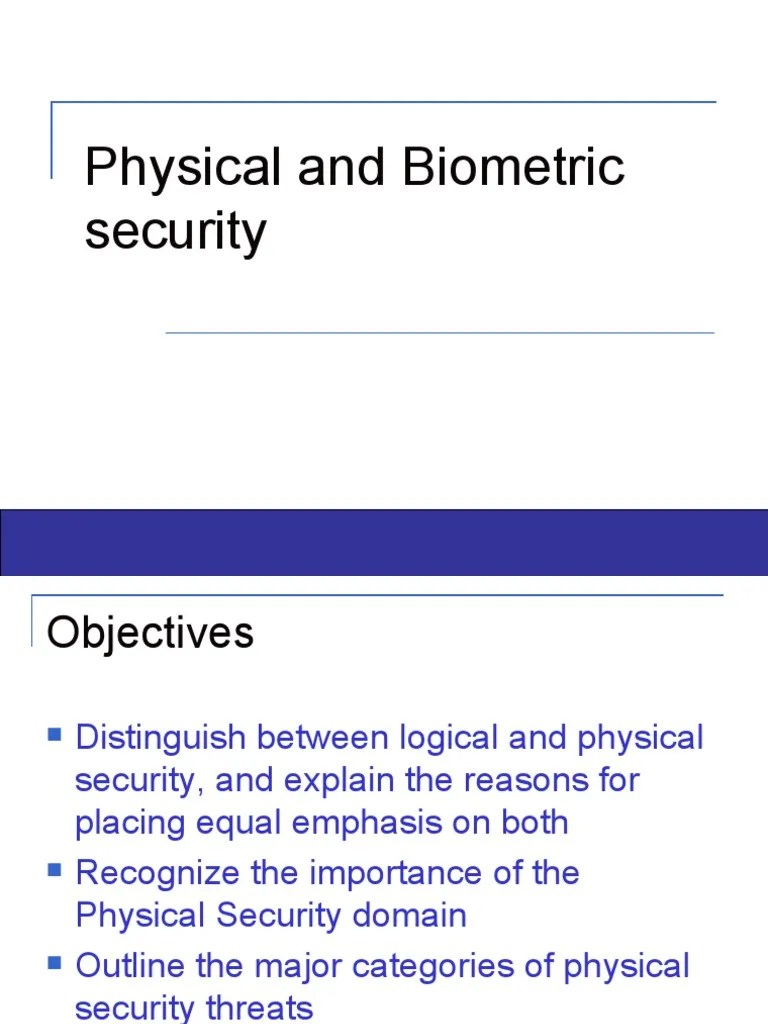 Lecture6 Physical and Biometric Security PDF Access Control